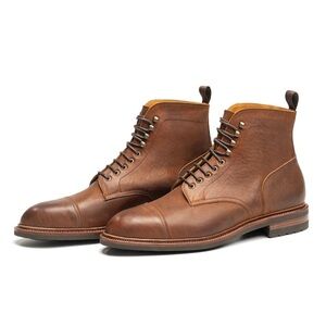 Meermin Lace Up Leather Boots, size UK 9 in Cognac